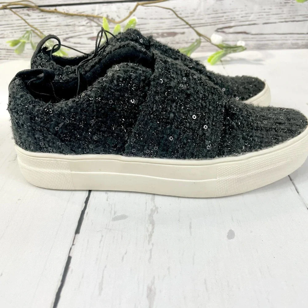 Dolce Vita Black Sparkly Low Top Sneakers - Picture 6 of 11